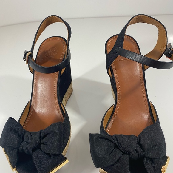 Tory Burch Women’s Black Penny Wedge Sandal - Picture 6 of 15